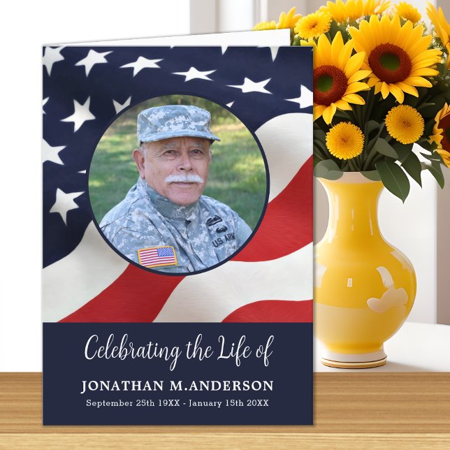 Military - US Flag - Celebration of Life - Funeral Programme (Creator Uploaded)