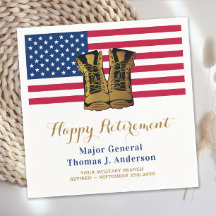 Military USA American Flag Boots Retirement Party Napkin
