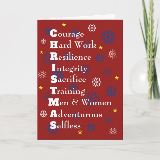 Military USA Customisable Merry Christmas Dark Red Holiday Card (Front)