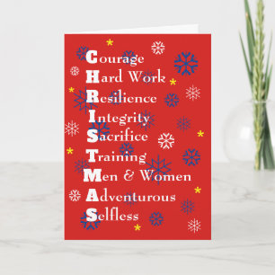 Military USA Customisable Merry Christmas Red Holiday Card