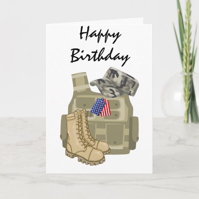 Military,USA Dog Tag, Veteran Soldier Birthday Card (Front)