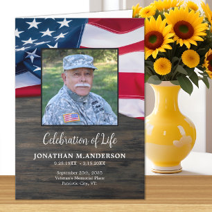 Military - USA Flag Celebration of Life - Funeral Card