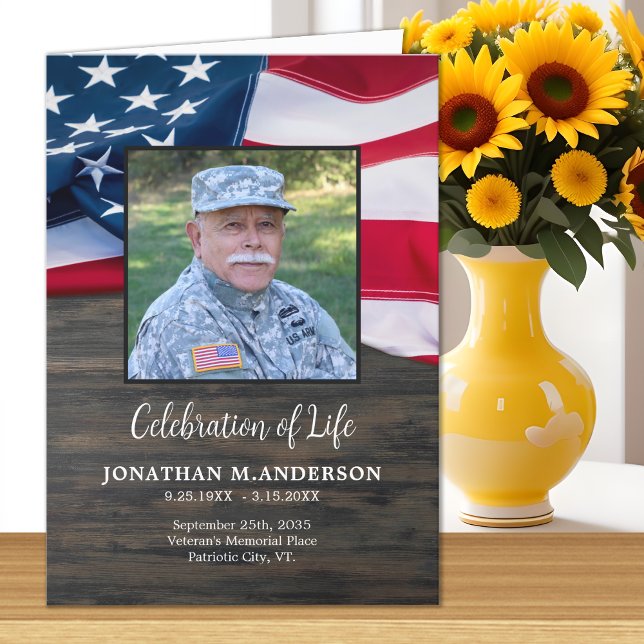 Military USA Flag - Celebration of Life - Funeral  Programme (Creator Uploaded)