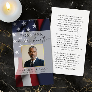 Military USA Flag Photo Memorial Prayer Card