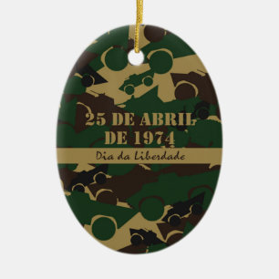 Military vehicle camouflage pattern ceramic tree decoration