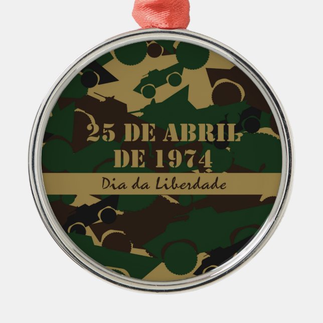 Military vehicle camouflage pattern metal tree decoration (Front)