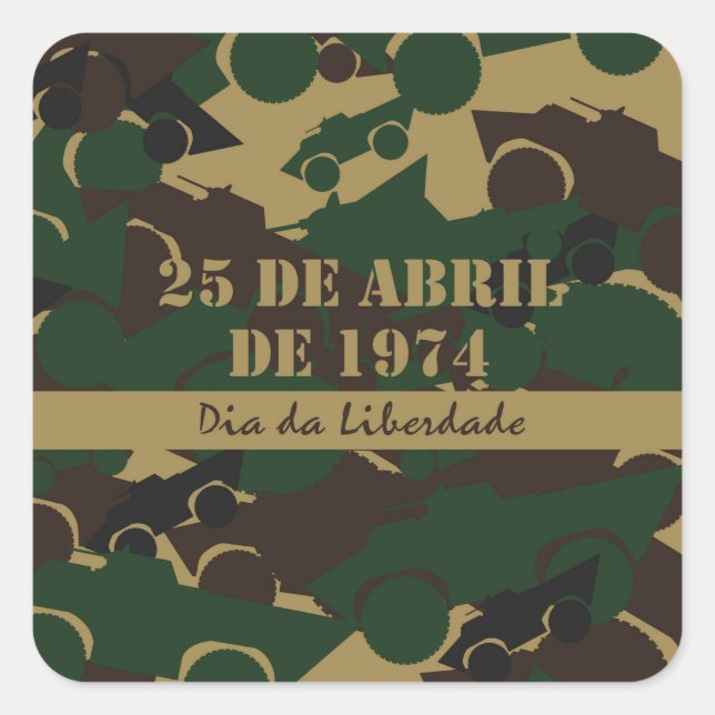 Military vehicle camouflage pattern square sticker (Front)