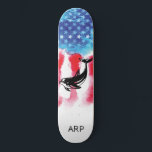 *~* Military Vet DOPHIN Red White Blue Flag Skateboard<br><div class="desc">*Energetically Enhanced / imbues COSMIC DOLPHIN silhouette on American Flag * Patriotic American Flag with a COSMIC DOLPHIN silhouette . . This design features the USA Flag American Flag also known as Old Glory and Stars and Stripes. This Watercolor American Flag design includes the colours Red White Blue in the...</div>