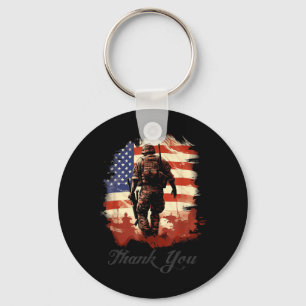 Military Veteran American Flag Thank Memorial Day Key Ring