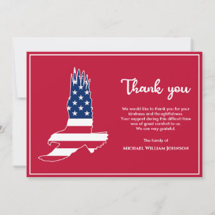 Military Veteran Army Funeral Eagle American Flag Thank You Card
