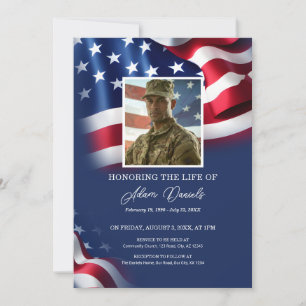 Military Veteran Celebration Of Life, USA flag  Invitation