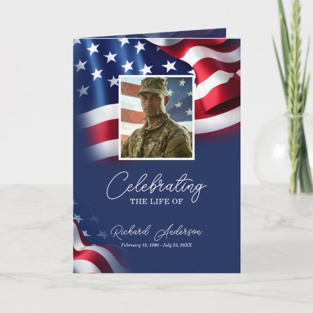 Military Veteran Celebration Of Life, USA flag  Programme (Front)