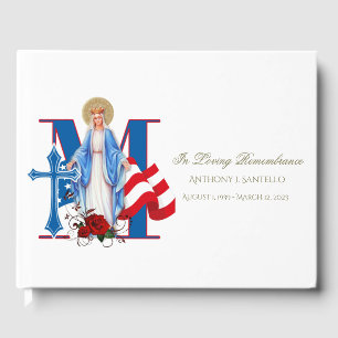 Military Veteran Memorial American Flag Funeral Guest Book