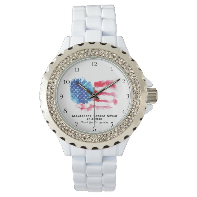 *~* Military Veteran Mum Red White Blue US Flag Watch (Front)