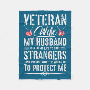Military Veteran Wife Army Husband Artwork Fleece Blanket