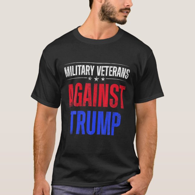 Military Veterans Against Trump 2020 Support USA E T-Shirt (Front)