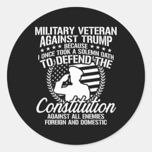 Military Veterans Against Trump 2020 Usa Election  Classic Round Sticker