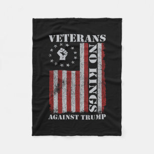 Military Veterans Protest Usa Flag No Kings Americ Fleece Blanket