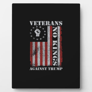 Military Veterans Protest USA Flag No Kings Americ Plaque