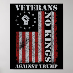 Military Veterans Protest Usa Flag No Kings Americ Poster