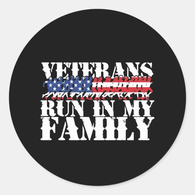 Military Veterans Run in My Family - Running Classic Round Sticker (Front)