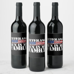 Military Veterans Run in My Family - Running Wine Label