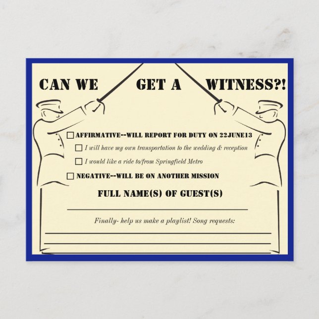 Military Wedding RSVP Invitation Postcard (Front)