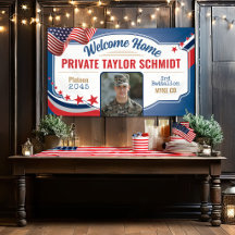 Military Welcome Home Photo Patriotic US Flag 3x5'