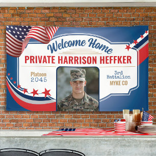 Military Welcome Home Photo Patriotic US Flag Banner