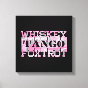 Military Whiskey Tango Foxtrot Pink Camo Canvas Print