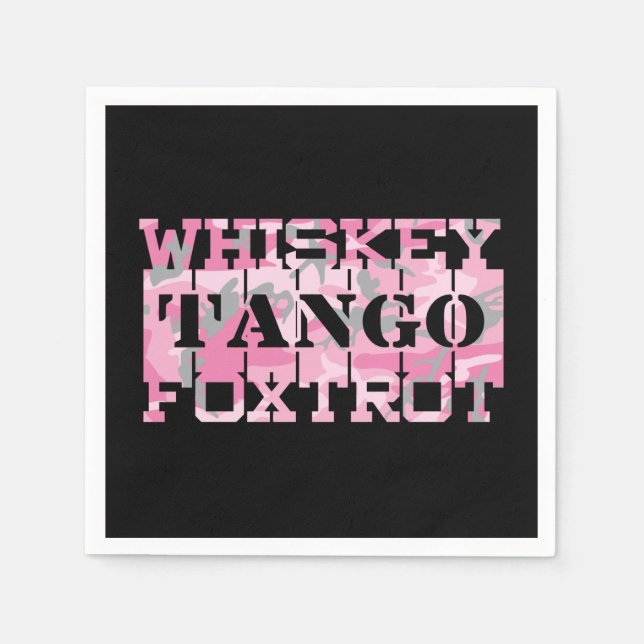 Military Whiskey Tango Foxtrot Pink Camo Napkin (Front)
