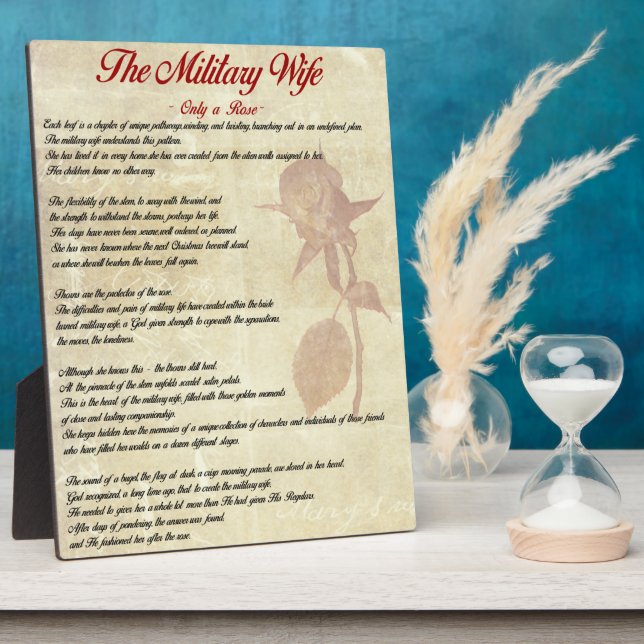 Military Wife Tabletop Plaque with Easel (Side)