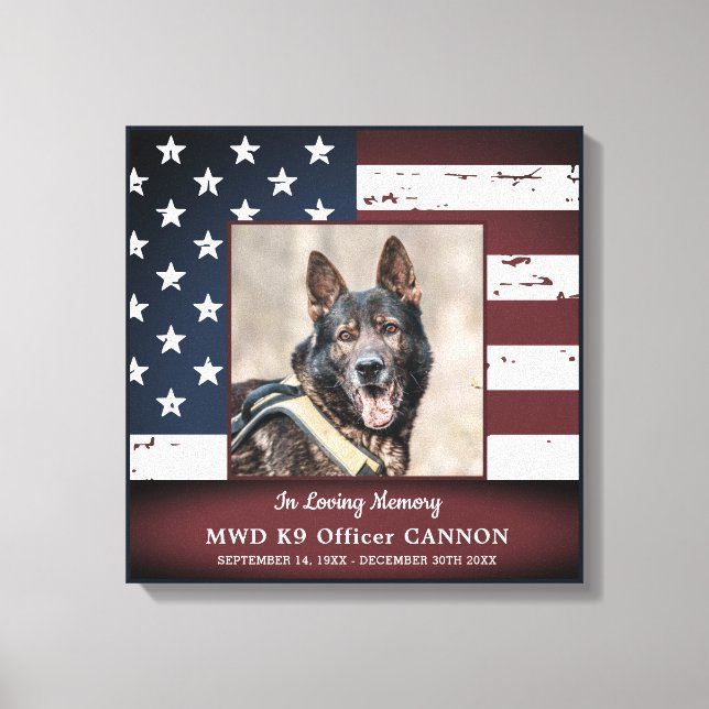 Military Working Dog Memorial In Loving Memory Canvas Print (Front)