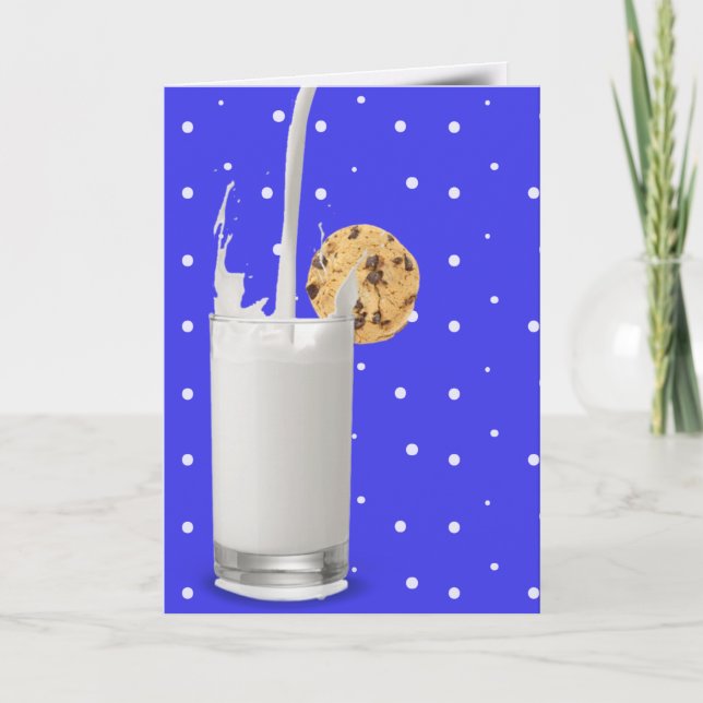 milk and cookie on polka dots card (Front)