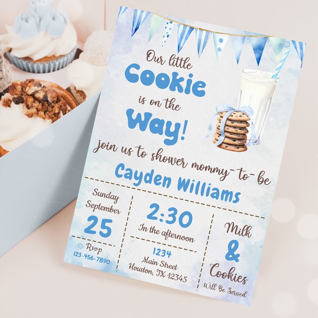 Milk And Cookies Baby Boy Shower Party Invitation (Creator Uploaded)