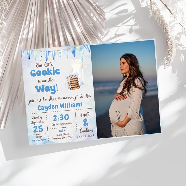 Milk And Cookies Baby Boy Shower Party Photo Invitation (Creator Uploaded)