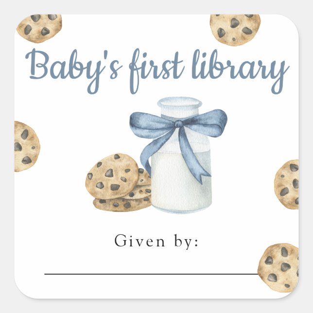 Milk and Cookies Baby's first library  Square Sticker (Front)