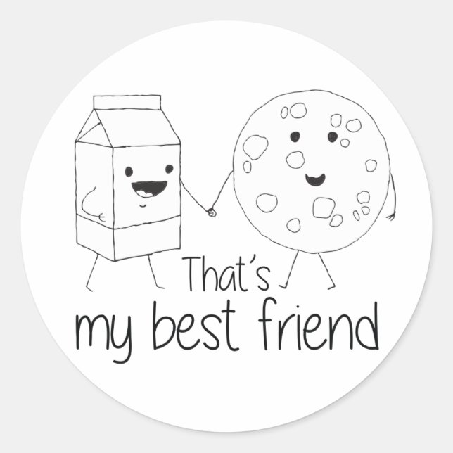 Milk and Cookies Best Friends BFF Friendship Art Classic Round Sticker (Front)