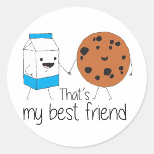 Milk and Cookies Best Friends BFF Friendship Art Classic Round Sticker