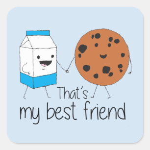Milk and Cookies Best Friends BFF Friendship Art Square Sticker