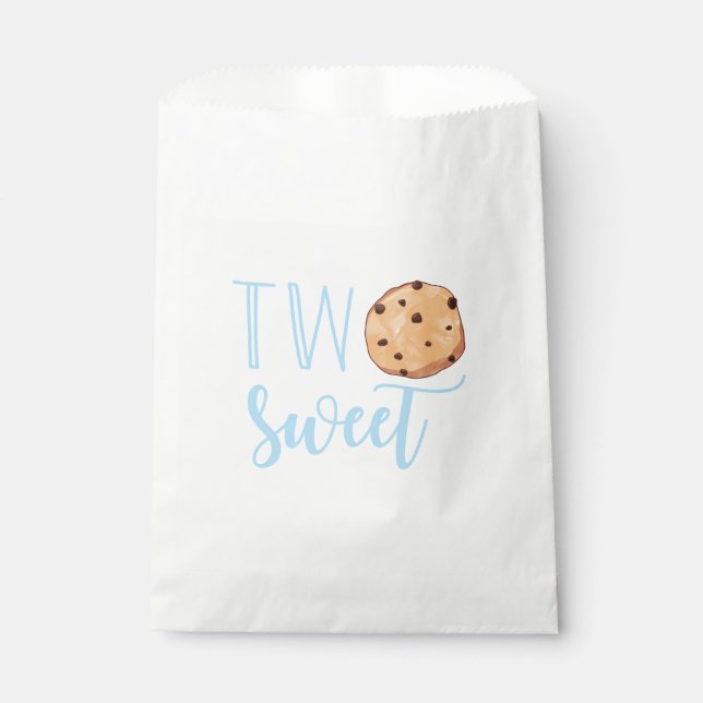 Milk and Cookies blue 2nd Birthday two sweet Favour Bags (Front)