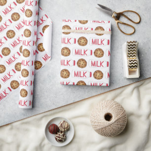 Milk and Cookies Chocolate Chip Cookie Milkman Wrapping Paper