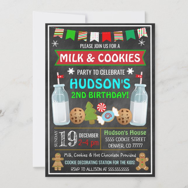 Milk And Cookies Christmas Invitation (Front)