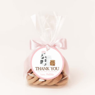 Milk and Cookies cow print Birthday party favour Classic Round Sticker