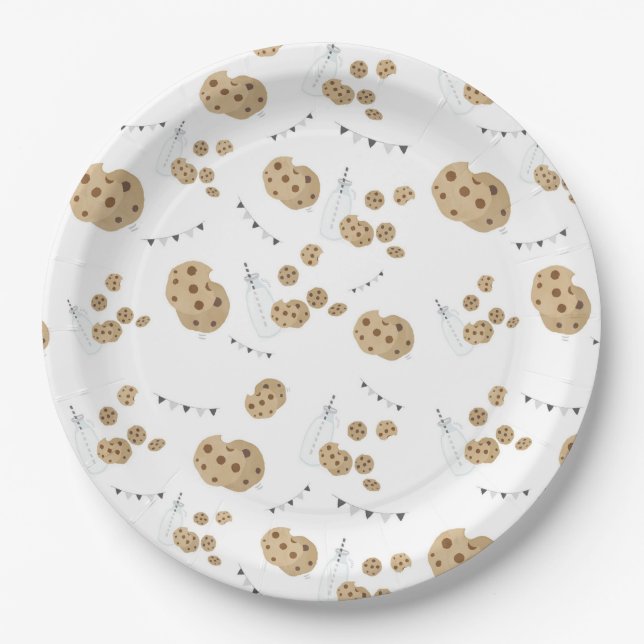 Milk and Cookies First Birthday Paper Plates (Front)