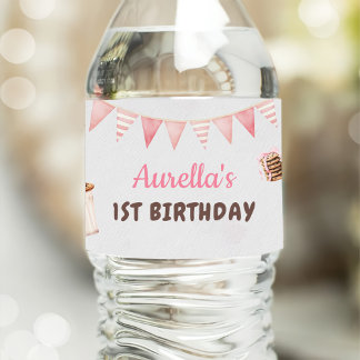 Milk and Cookies Girl First Birthday Party Water Bottle Label