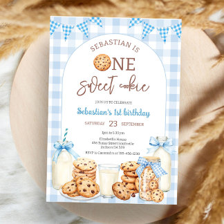 Milk and Cookies One Sweet Cookie 1st Birthday Invitation