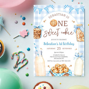 Milk and Cookies One Sweet Cookie 1st Birthday Invitation