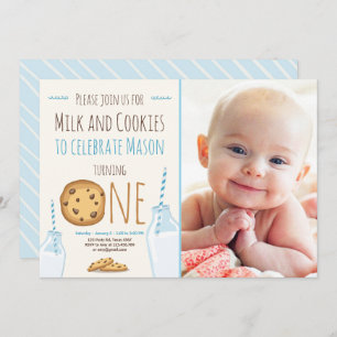 Milk and Cookies Party invitation Boy Birthday