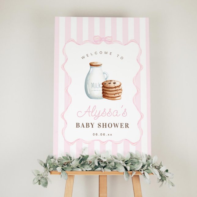 Milk and Cookies Pink Baby Shower Welcome Sign (Creator Uploaded)